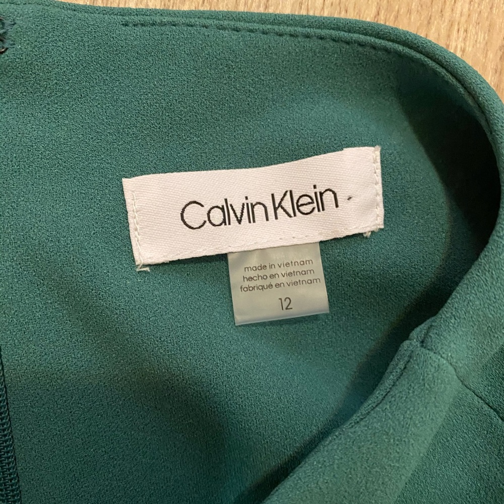 Calvin Klein Teal V-Neck Sleeveless Jumpsuit with Tie Belt - Picture 9 of 12
